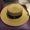 Chapeaux de soleil Petit chapeau de paille d'abeille européen et américain rétro chapeau tressé en or femme protection solaire en vrac parasol casquette plate visières chapeaux 210206f