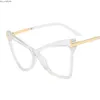 Cat eye shape womens personalized frame T-shaped decorative flat lens anti blue light glasses can be equipped with myopia 3001