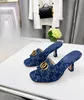 2024 High quality women's sandals, high heels, designer G metal buckle leather slippers Size 35-42 with box and shopping bag