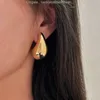 Boucles d'oreilles à tige Vintage plaqué or lisse, Dupes exagérées en forme de larme, grosse boucle d'oreille Bottega en acier inoxydable, cerceaux légers, cadeau HV0R