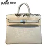 Genuine Leather Handbag LL Black Handmade Bag Crocodile Skin Bag 25Cm Womens Handbag Luxury White