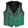 Gilets Design unique vert rouge Paisley gilet pour homme d'affaires mode Slim Fit robe hommes gilet cravate broche pince boutons de manchette ensemble