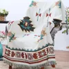 Couvertures tribales, tapis d'extérieur indien, couverture de pique-nique de Camping, style Boho, décoratif de lit, à carreaux, de canapé, de voyage, avec pompons, 240304