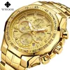 Wwoor Luxury Gold Mens Watch Top Sport Watches Big Watches for Men Contproof Quartz Date Wristwatch Chronograph Male Reloj Hombre T233H