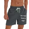 Pantaloncini da uomo Logo personalizzato moda spiaggia chiusura elastica costume da bagno ad asciugatura rapida con tasche con cerniera