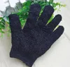 New Black Nylon Body Cleaning Gloves Exfoliating Bath Glove Five Fingers Shower Gloves Bathroom Supplies2507757