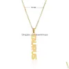 Pendant Necklaces 12 Zodiac Sign Necklaces Stainless Steel Constellation Letter Pendant Gold Chains For Men Women Fashion Birthday Jew Dhx1K