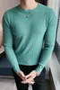 Men's Sweaters Slim Knit Solid Color Pullover Sweater With Dark Striped Sleeves Crew Neck