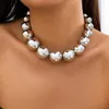 Exagéré Goth Acrylique CCB Big Ball Perle Chaîne Collier pour Femmes Punk Chunky Lourd Court Ras De Cou Grunge Bijoux Steampunk Hommes 240229