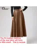 Women Long Skirts Fashion Leather PU Skirt Celmia Solid Office Lady Midi Skirts Elegant High-Waisted Party Skirt Bottoms 240222