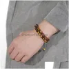 Kette 8 mm Doppelschicht Tigerauge Armband Naturstein Reihe gewebt verstellbare Armbänder Armband Armreif Manschette Frauen und Männer Schmuck Dr Dhjwb