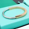 Designer Lock Horseshoe Titanium Steel Half Diamond Bracelet Rose Gold Jewelry