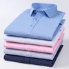 S~8XL Plus Size Mens Formal Shirt Long Sleeve Solid Color Stripe Anti-wrinkle Non-ironing Fashion Business Office Men Wear 240307