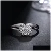 Solitaire Bague Sier Fleur Diamant Bague Bande Femmes Fiançailles Mariage Anneaux De Mariée Bijoux De Mode Volonté Et Livraison Directe Bijoux Rin Dh6Db