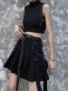 Dresses Jk Skirt Japanese Style Black Cargo Pleated Skirt Haruku Alt Tooling Short Skater Women Techwear Gothic Pockets Uniform Skirts