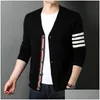 Men'S Sweaters Mens Sweaters Top Grade Autum Winter Brand Fashion Knitted Men Cardigan Sweater Black Korean Casual Coats Jacket Cloth Dh8Kn