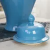 Garrafas vitrificadas azul jingdezhen vaso de cerâmica de alta temperatura porcelana gengibre para decoração templo