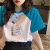 مصمم ملابس نسائي للطباعة Tee-Shirt مخصصة راجلان قصيرة الأكمام الصيفية العصرية Trendy T-Shirt Top Street American Street