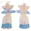 Dress WOMENGAGA Dream Uniform Sweet Blue Mermaid Sparkling Sexy Fishtail Mini Dress Sexy Elegant Uniform RUFFLES Cosplay Women DB9P