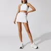 LU Women Yoga Tennis Suit مجموعة من قطعتين على المدى القصير LL تنورات صلبة Gril Golf مع جيوب Fiess Skirt BT453245