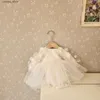 Jumpsuits Baby Girls One Year Birthday Party Dress 3D Flowers Rompers Tutu Dress Toddler Girl Summer Spring Autumn Princess Dresses Cloths L240307