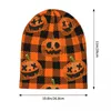 Berets Halloween Pumpkins Plaid Bonnet Hats dzianinowy kapelusz vintage zewnętrzny czaszki czapki męskie za ciepłe czapki podwójnego użytkowania kobiet