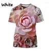 Camisetas masculinas 2024 e mulheres elegantes plantas suculentas 3D impressas camiseta flor