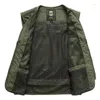 Jaktjackor GL Summer Mesh Thin Multi-Pocket Vest Mens Storlek 7xl Manlig Casual ärmlös jacka blixtlåsfickor Reporterpografi midja