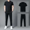 Men's Casual Sports Set, Summer New Middle and Young Men's Round Neck Short Sleeved T-shirt and Pants, Two-piece Set, One for Hair Replacement