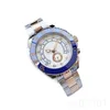 Fashion watches clock calendar function 44mm white dial blue bezel wristwatch high quality woman plated silver watchband movement watches sapphire glass sb055 C4