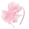 Hårtillbehör Söt Big Bow Lace Ribbon pannband Girls Pink Hoop Headwear Baby Floral Hairband Child Po Tools