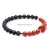 سوار حجر النمر النمر الطبيعي سوار سوار شبه جسور الهرم روز الكوارتز Quartz Red Jasper Howlite Yoga Fashion Dro Dhx9e