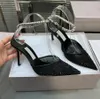 Nuovi sandali con catena di cristallo firmati scarpe da sposa con tacco alto sottile a punta scarpe da donna sexy con paillettes vuote con bocca superficiale posteriore