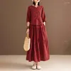 Work Dresses 2024 Elegan Women Tang Suit Cotton And Linen Spring Summer Autumn Two-piece Middle-aged Mother Dress Sleeve Skirt A308