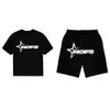 Ny kortärmad topp-, herr- och kvinnors trendiga American Street Hip-Hop Punk Letter Tryckt T-shirt Shorts