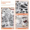 Garrafas de armazenamento 4 folhas selo de silicone transparente decoração do vintage selos diy scrapbook planta retro claro decorações sílica gel para