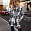 Designer Dresses For Women Plaid Vintage Checkered Dress Femme Ladies Casual Long Sleeve A-Line Elegant Dresses Spring Autumn