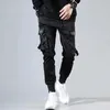 Streetwear Black Mens Harem Joggers Pants Męski ładunek Hip Hop swobodny kieszenie dresowe spusty mody 240226