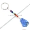 Chaveiros 7 Chakras Pedra Chaveiro Colorf Natural Gemstone Keyring Crystal Clear Quartz Lapis Ametista Chave Áspera Entrega Jóias Dhmec