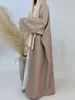 Muslimische Ramadan Eid Bangladesch Solide Ethnische Mond Stickerei Fledermausärmel Offene Kimono Abaya Kuwaitische Marokkanische Frauen Robe 240229