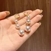 Boucles d'oreilles pendantes classiques rétro en perles longues pour femmes, Imitation ronde blanche et rouge, mode coréenne, bijoux de tempérament de fête de mariage