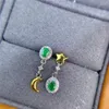 Dangle Earrings weainy非対称エメラルドS925シルバームーンと星の絶妙な女性の