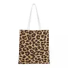 Sacos de compras Leopardo Impressão Pele Olhar Textura Ombro Mulheres Eco Bolsa Estética Bolsa de Alta Capacidade Dobrável Lona Para Menina