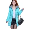 Parkas moda feminina 2019 para baixo parka das mulheres outono inverno casaco para baixo longo jaqueta de inverno rosa mulher casacos feminino frete grátis pz2442