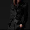 Trench Coat femmes 2024 automne kaki noir et vin rouge S-2XL Double boutonnage Long coupe-vent mince Feminina 240307