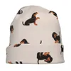 Beralar Karikatür Happy Dachshund Caps Hayvan Köpeği Lover Street Streets Beanies Hat Summer Sıcak Çift Kullanımlı Bonnet Örgü Şapkaları