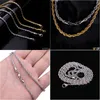 Chains 5-7Mm Stainless Steel Twisted Rope Gold Chain Necklaces For Men Women Hip Hop Titanium Thick Choker Fashion Party Jewelry Gift Dhqb3