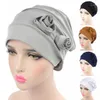 Femmes fleur musulman cheveux casquette élastique mode chimio coton tête enveloppement couleur unie chapeau chapeaux Turban Caps1263b