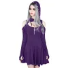 Dress Gothic Hoodie Dress Sexy Goth Spring Long Sleeve Dress Hooded Low Cut Sexy Pleated Hollow Off Shoulder Dresses Streetwear 5XL