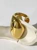 Perisbox Modern Solid Gold Plated Oversized Open Dome Ring for Women y Statement Large Finger Rings Fashion Party Jewelry 240305